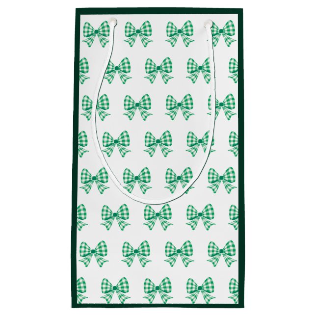 Gingham-Bogen-Muster Kleine Geschenktüte (Vorderseite)