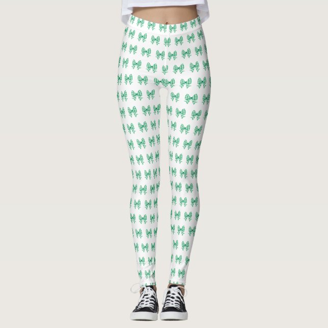 Gingham-Bogen-Muster Leggings (Vorderseite)