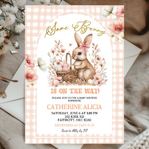 Gingham Boho Blumen Osterhase Baby Shower Einladung
