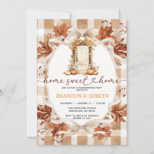 Gingham Boho Kürbis-Haus-Einweihungsparty Einladung