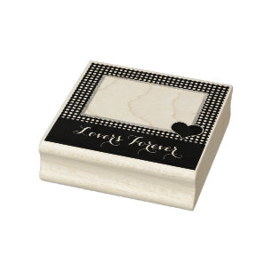 Gingham Border Corner Heart Stamper Custom Text Gummistempel