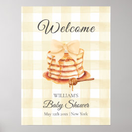 Gingham Bow Pancake Brunch Babydusche Willkommen Poster