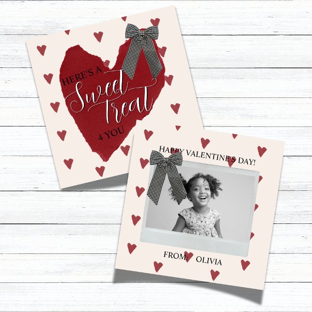 Gingham Bow Red Valentine's Classroom Photo Card Mitteilungskarte (Gingham Bow Red Valentine's Classroom Photo Card)