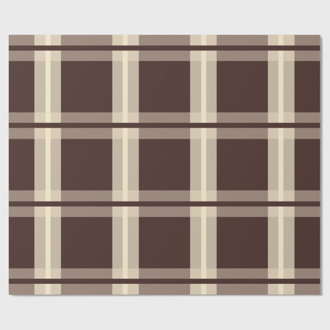 Gingham | Braun & Beige Geschenkpapier (Flach)