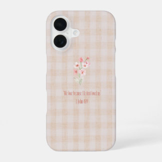 Gingham-Braun-Bibelvers iPhone 16 Handyhülle  Hülle