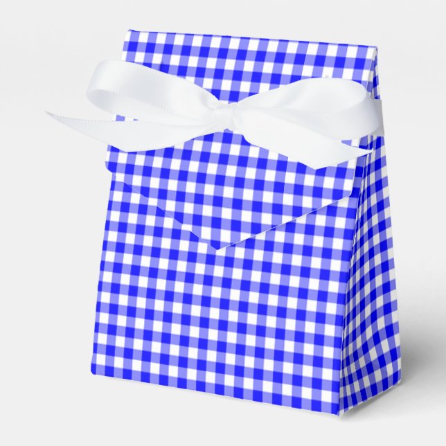 Gingham-Bright Blue-Favor Box, Zent Geschenkschachtel (Vorderseite)