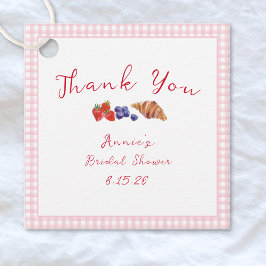 Gingham Brunch Brautparty Light Pink Vielen Dank Geschenkanhänger