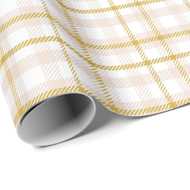 Gingham-Buffalo-Karo neutral Blush-Pink Ostern Geschenkpapier (Rolleneckpunkt)
