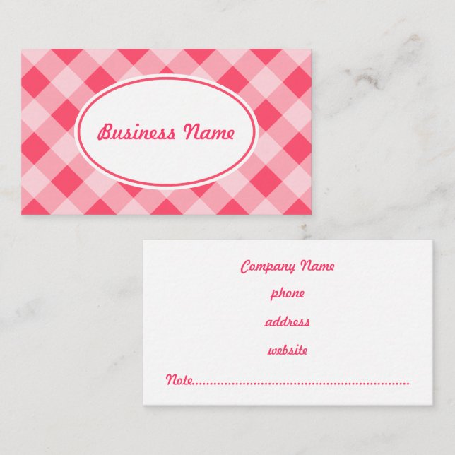 Gingham Business Card Visitenkarte (Vorne/Hinten)