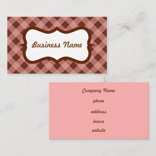 Gingham Business Card Visitenkarte (Vorne/Hinten)