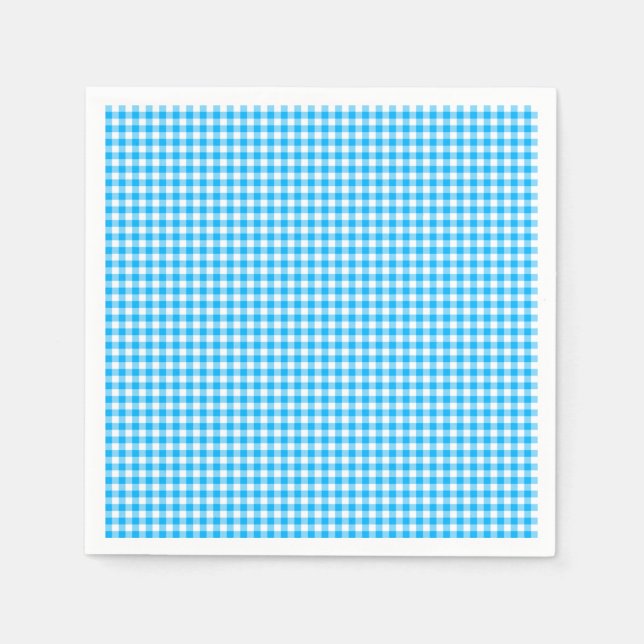 Gingham-Caribbean Blue Paper Napkins Serviette (Vorderseite)