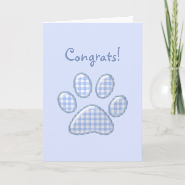 Gingham Cat Pfote - blau Karte (Vorderseite)