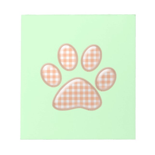 Gingham Cat Pfote - Orange Notizblock (Vorderseite)