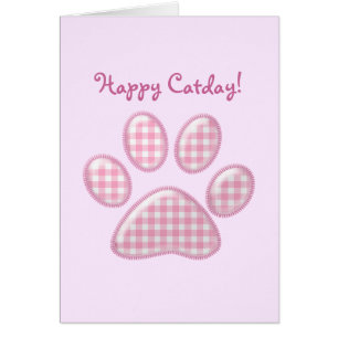 Gingham Cat Pfote - rosa
