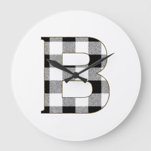 Gingham Check B Große Wanduhr