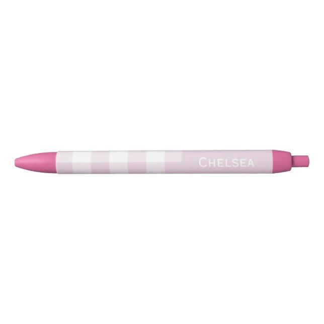 Gingham Check Pale Pink Custom Name  Kugelschreiber (Vorderseite)