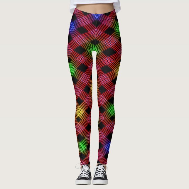Gingham Checkered mehrfarbige Leggings (Vorderseite)