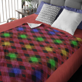 Gingham Checkered Multicolored Fleece Blanket