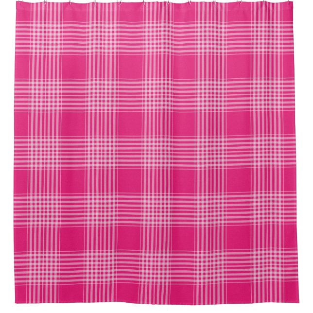 Gingham Checkered Pink and White Duschvorhang (Vorderseite)