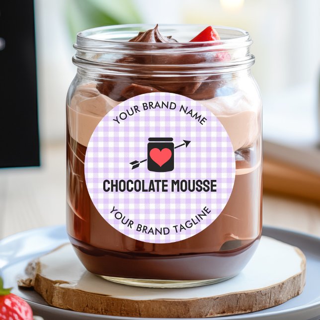 Gingham Checks Purple Pattern Jar Label Business Runder Aufkleber (Gingham Checks Purple Pattern Jar Label Business)