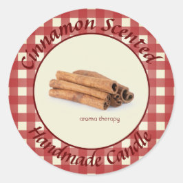 Gingham Cinnamon Scented Handmade Candle Label Runder Aufkleber