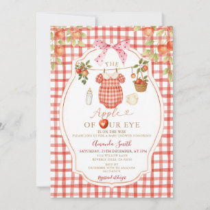 Gingham Clothesline Apple unserer Eye Baby Dusche Einladung