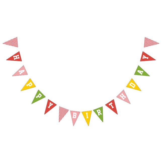 Gingham Colorful Farm Barn Happy Birthday Wimpelkette (Alle)
