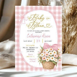 Gingham Coquette Daisy Baby in Bloom Babyparty Einladung