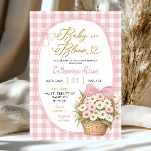 Gingham Coquette Daisy Baby in Bloom Babyparty Einladung