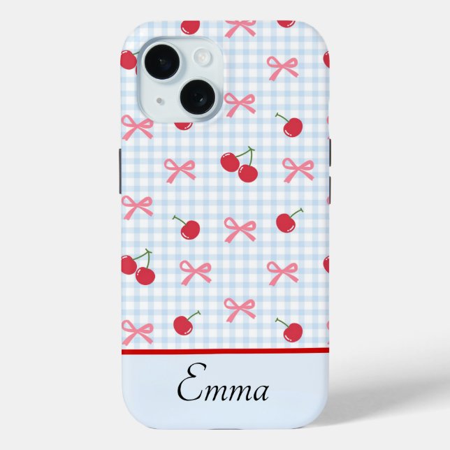 Gingham Coquette-Schleifen-Kirsch-iPhone-Hülle  Case-Mate iPhone Hülle (Rückseite)