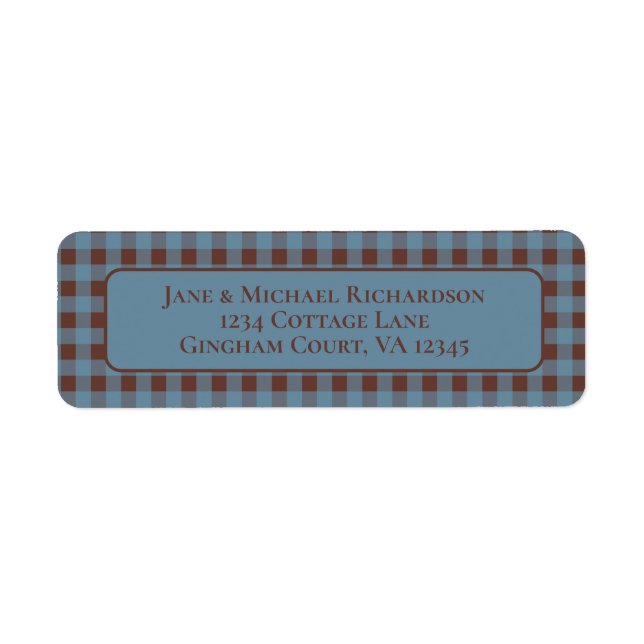 Gingham Cottage Cozy Blau und Braun Karomuster (Vorne)