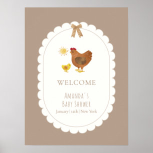 Gingham Cottagecore Henne Küken Baby Shower Willko Poster