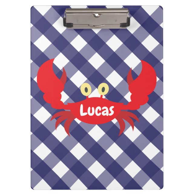 Gingham Crab Personalisiert Clipboard Klemmbrett (Vorderseite)