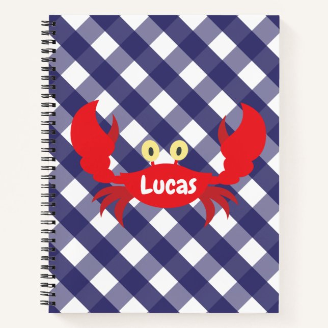 Gingham Crab Personalisiert Spiral Notebook Notizbuch (Vorderseite)