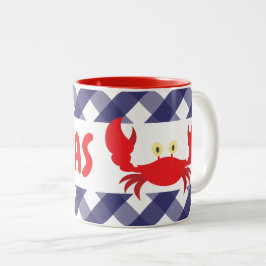 Gingham Crab Personalisierte Mug Zweifarbige Tasse
