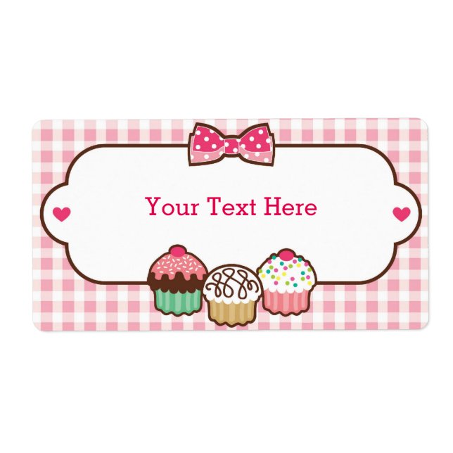 Gingham-Cupcakes-Exlibris-Etiketten (Vorne)