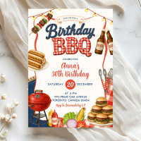 Gingham-Denim-Geburtstags-Einladung zur BBQ-Party
