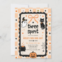 Gingham Drei oder Spirit Halloween Geburtstagsfeie Einladung