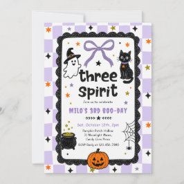 Gingham Drei oder Spirit Halloween Geburtstagsfeie Einladung