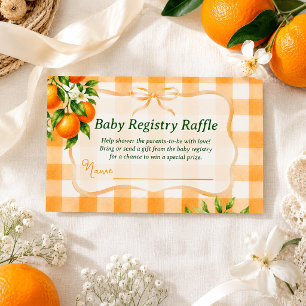 Gingham Ein Kleiner Schatz Orange Baby Shower Tomb Begleitkarte