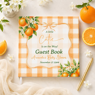 Gingham Ein Kleiner Schatz Orange Babyparty Gästebuch