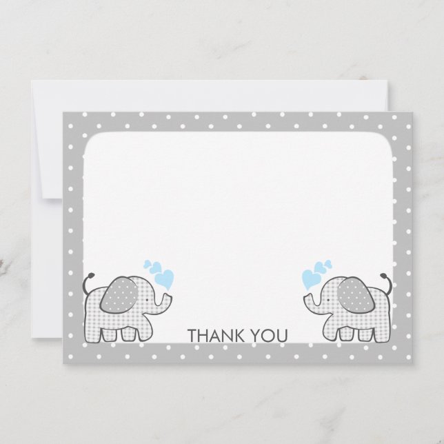 Gingham Elephant Baby Boy Twins Danke (Vorderseite)