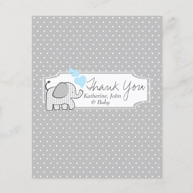 Gingham Elephant Candy Bar Wrapper Favor Flyer (Vorne)