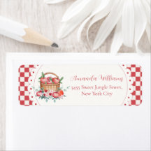 Gingham-Ernte-Apfel-Baby-Shower-Rücksendeadresse