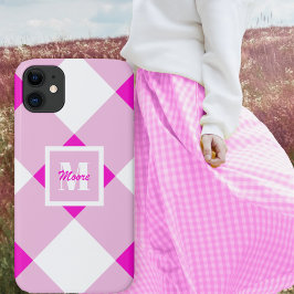 Gingham - Fall Fuchsia Pink und Pastellrosa Case-Mate iPhone Hülle