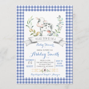Gingham Farm Baby Dusche Einladung