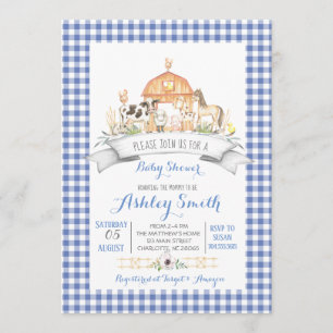 Gingham Farm Baby Dusche Einladung