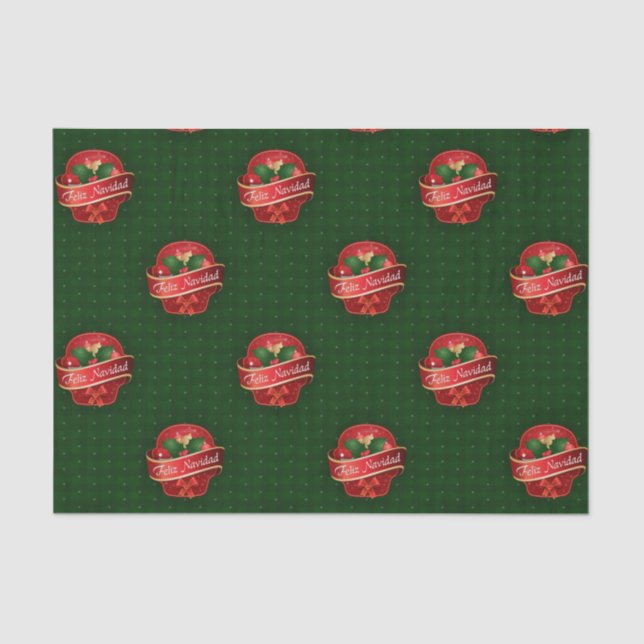 Gingham Feliz Navidad Seidenpapier (Vorderseite)