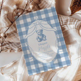 Gingham French Teddy Bear Diapper Raffle Begleitkarte