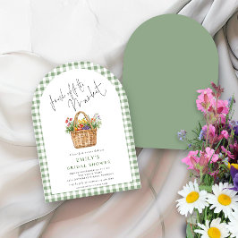 Gingham Fresh off Market Script Brautparty Arch Einladung